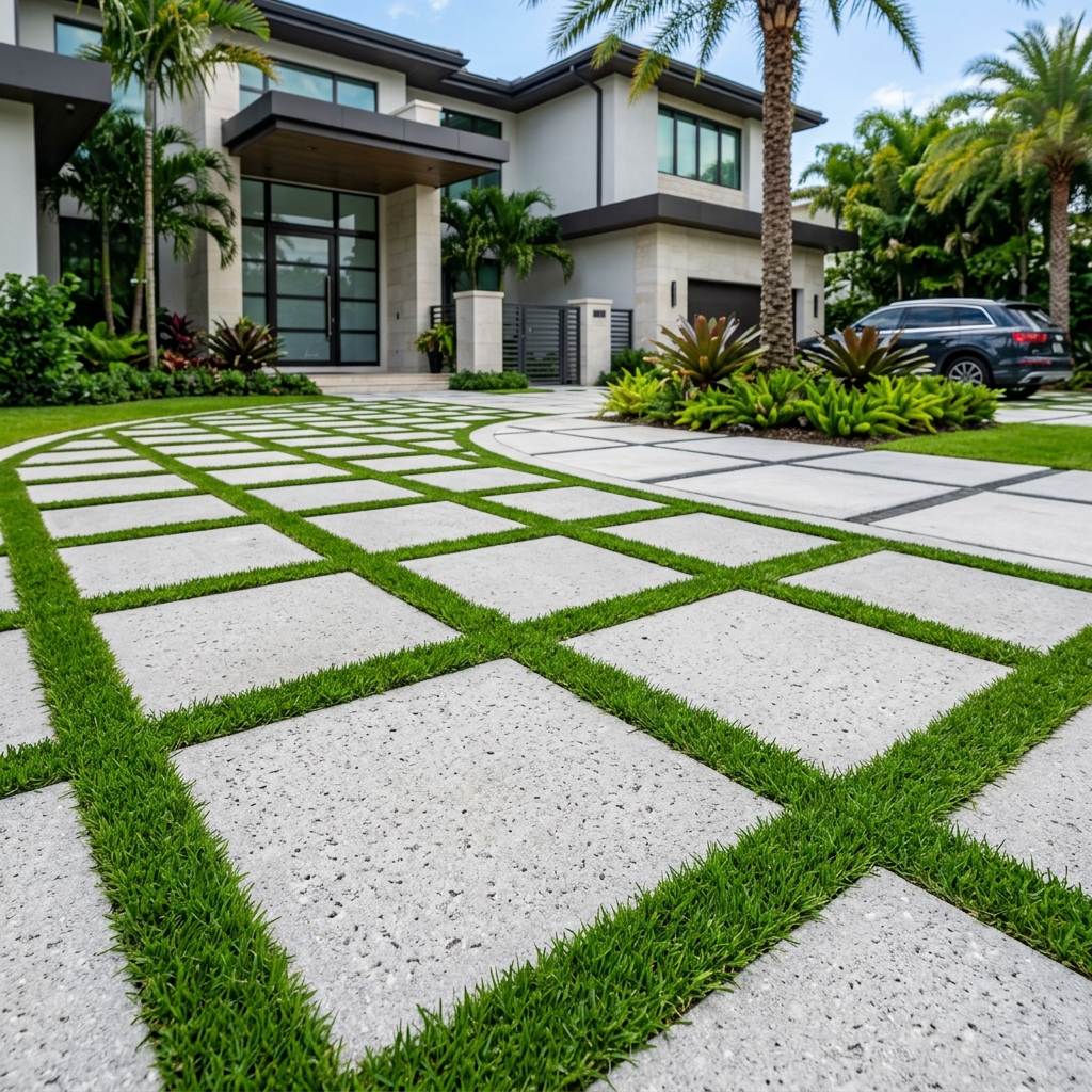 Paver grid driveway Miami