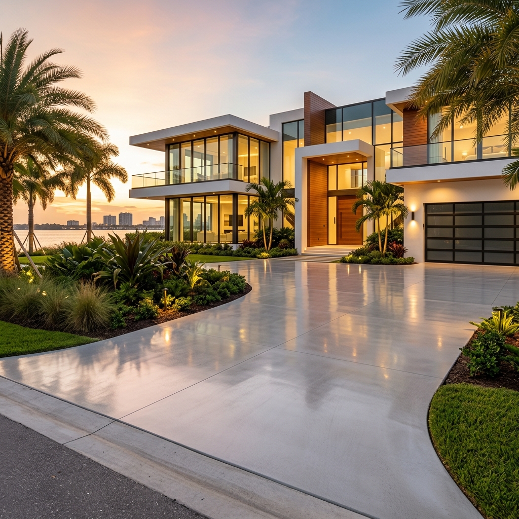 Luxury concrete driveway Miami by Carmenate Concrete